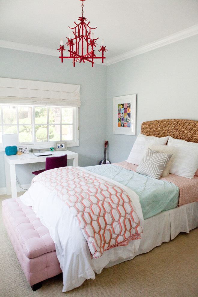 Photo of a beach style kids' bedroom in San Diego with blue walls.