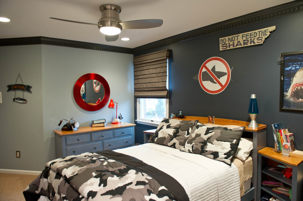 This is an example of a contemporary kids' bedroom in New York.