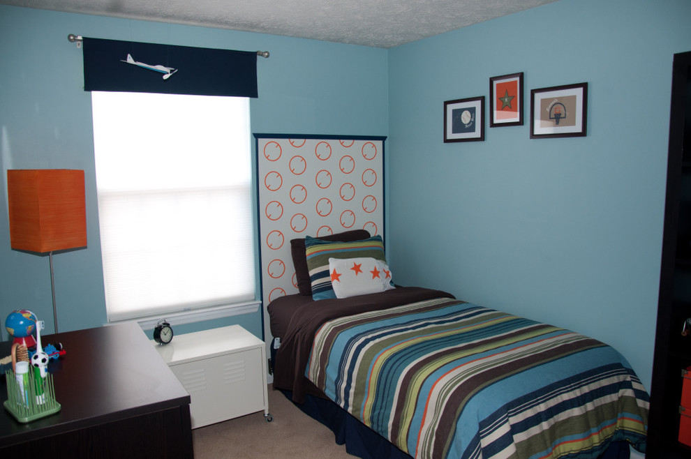 Modernes Kinderzimmer mit blauer Wandfarbe und Schlafplatz in Baltimore
