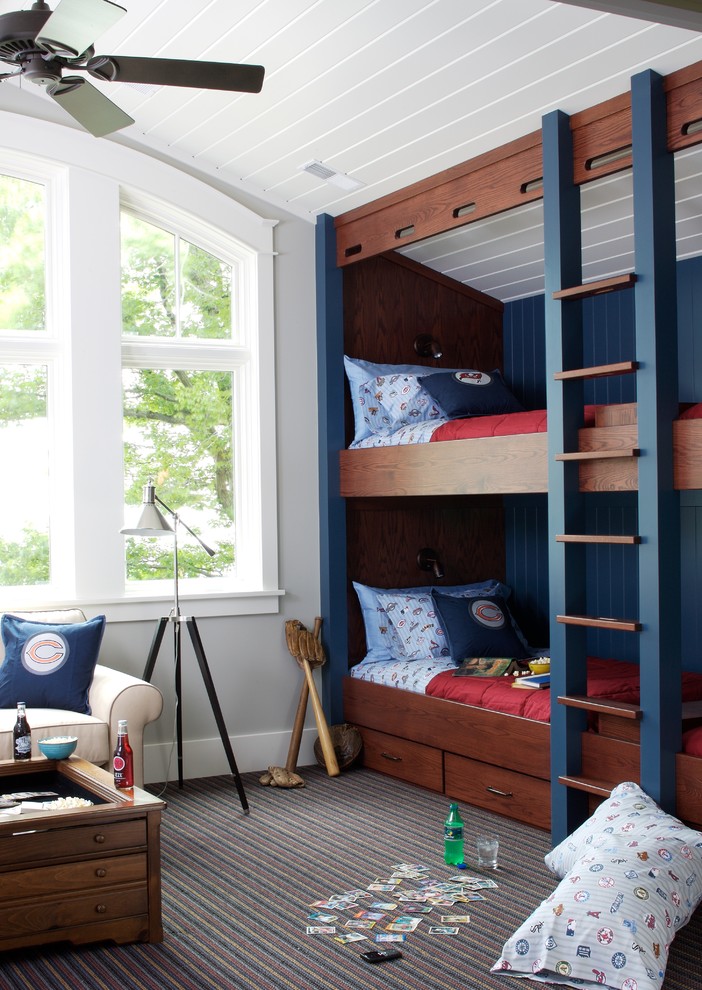グランドラピッズにあるトラディショナルスタイルのおしゃれな男の子の部屋 (二段ベッド) の写真