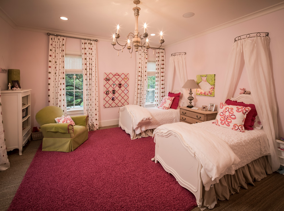 This is an example of a traditional kids' bedroom for girls in Houston.