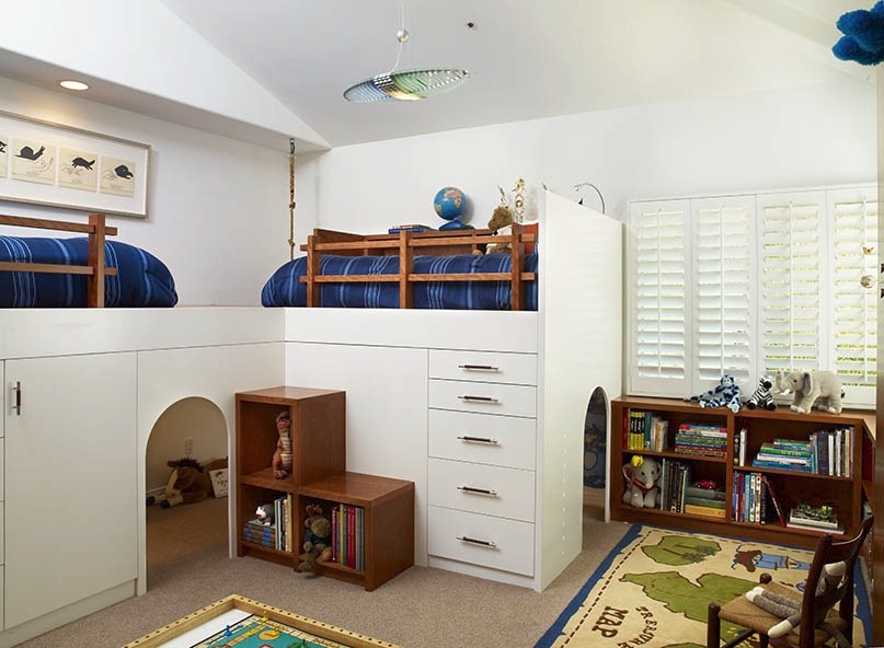 Inspiration pour une chambre d'enfant design avec un lit superposé.