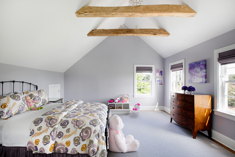 Modelo de dormitorio infantil de 4 a 10 años clásico renovado grande con paredes grises