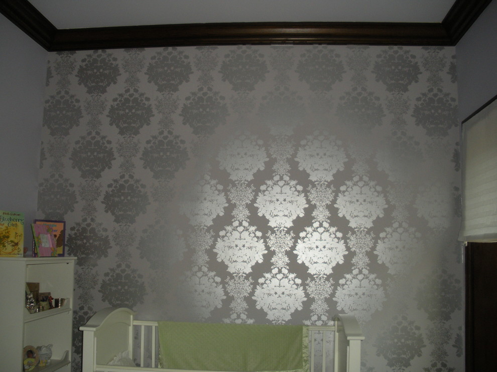 Mittelgroßes Modernes Mädchenzimmer mit Schlafplatz und grauer Wandfarbe in New York
