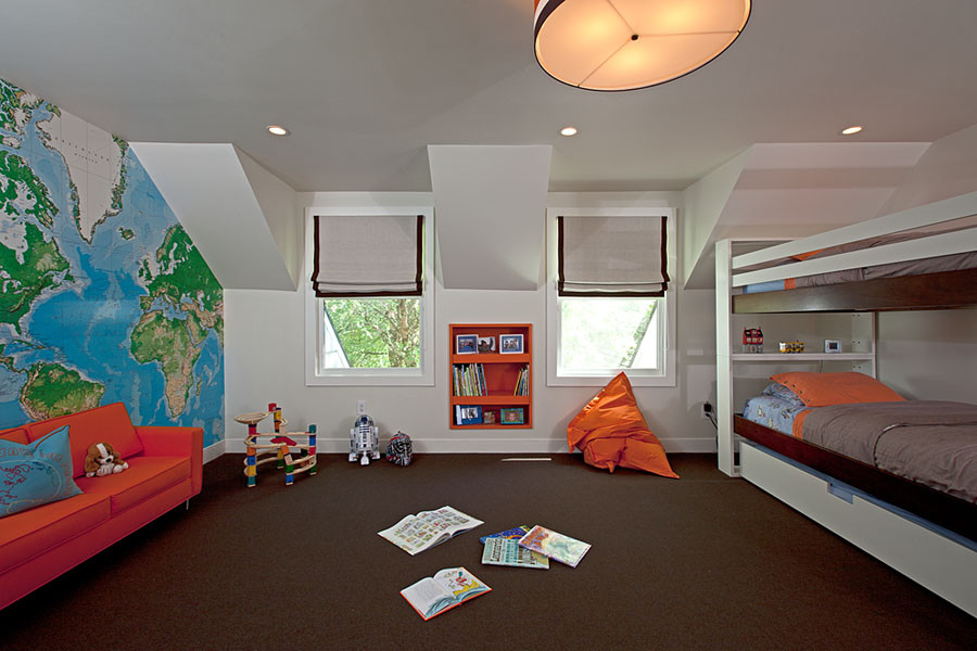 Idées déco pour une chambre d'enfant contemporaine avec un lit superposé.