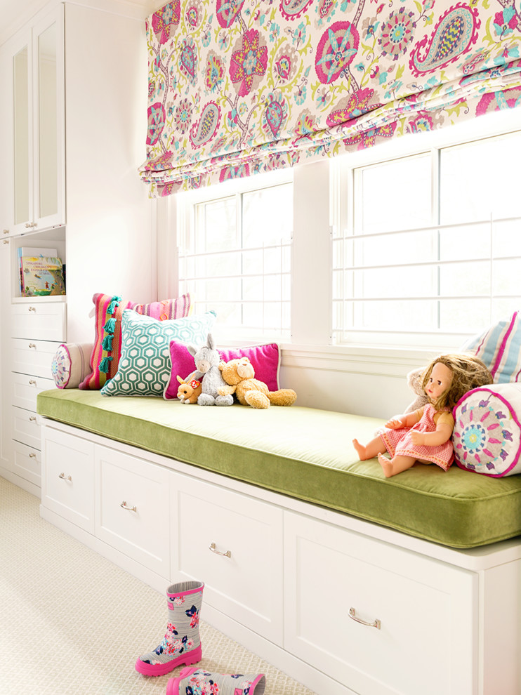 Пример оригинального дизайна: детская в морском стиле с спальным местом и ковровым покрытием для ребенка от 4 до 10 лет, девочки