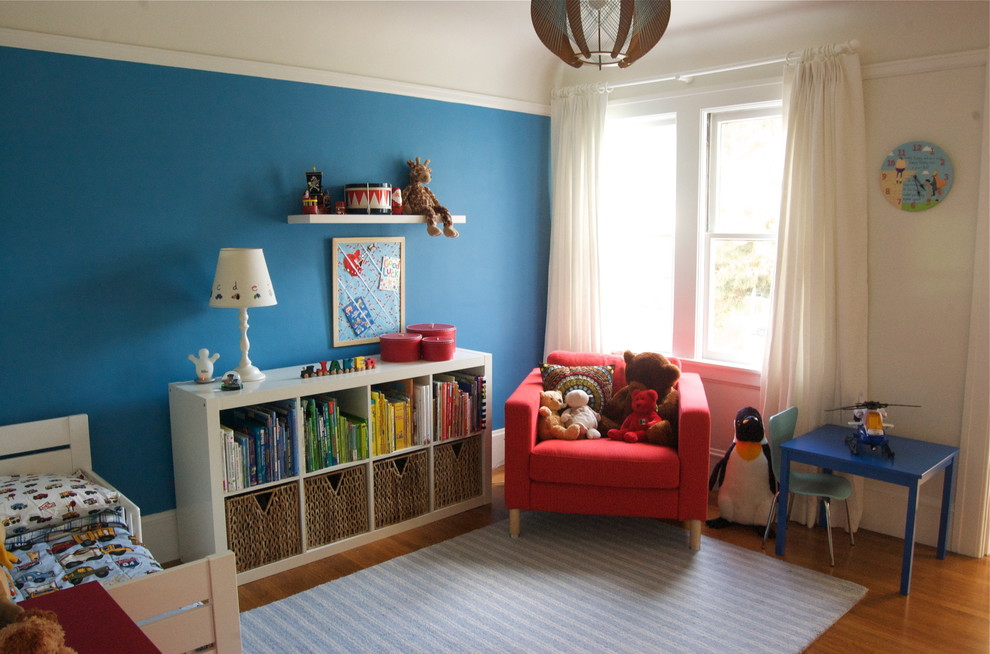 Kids' room - contemporary kids' room idea in San Francisco with blue walls