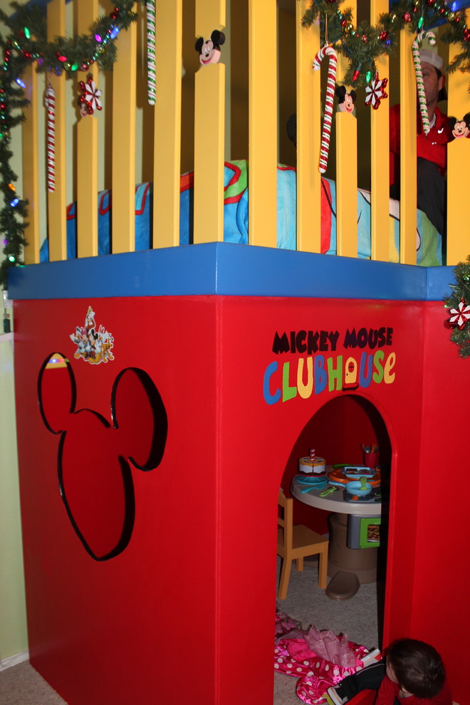 Example of a mid-sized trendy boy playroom design in Dallas with yellow walls