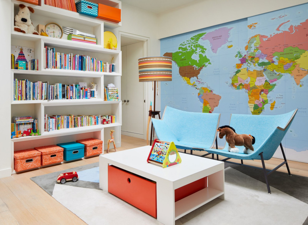 This is an example of a modern kids' bedroom in New York.