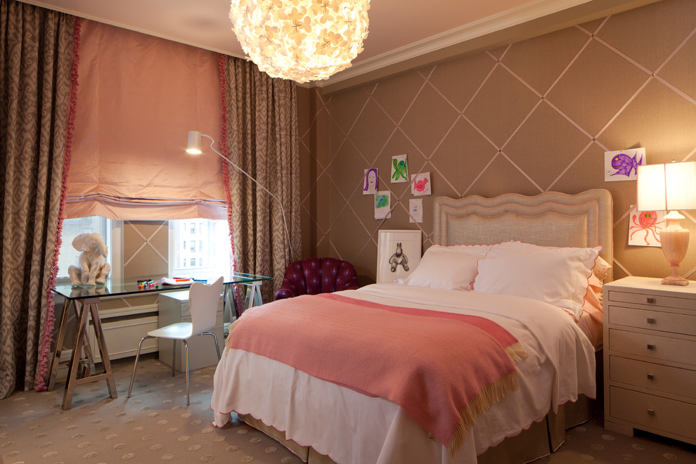 This is an example of a contemporary kids' bedroom for girls in New York.