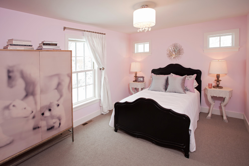Kids' room - coastal kids' room idea in Minneapolis with pink walls