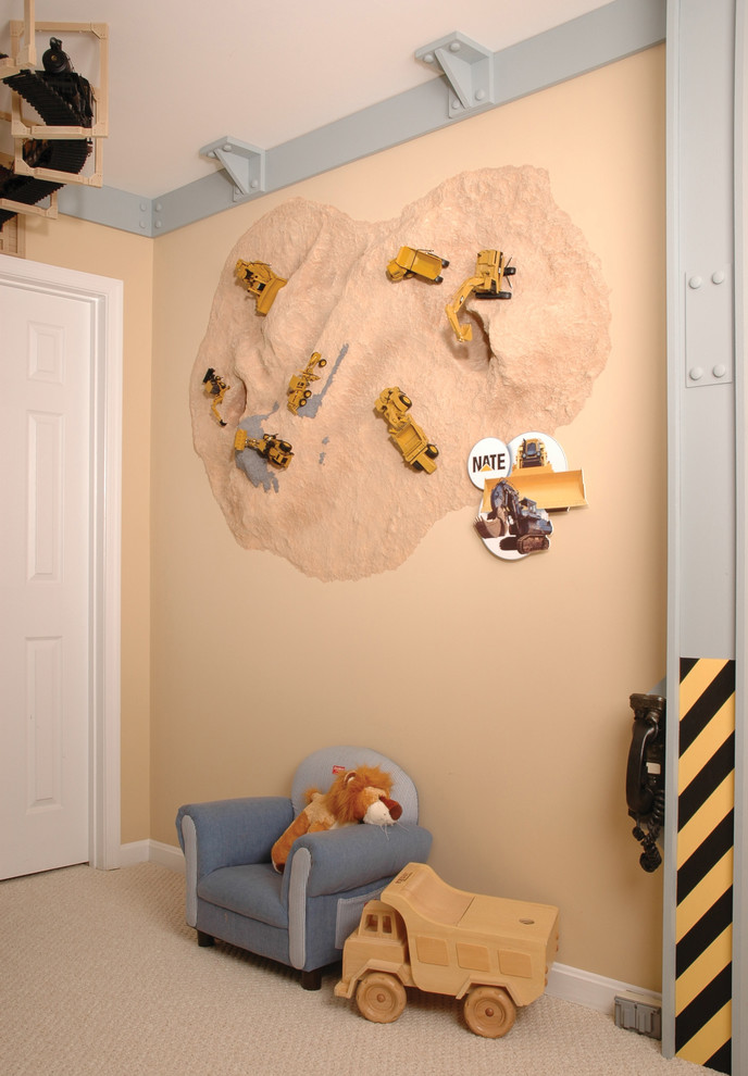 Small elegant boy carpeted kids' room photo in DC Metro with beige walls