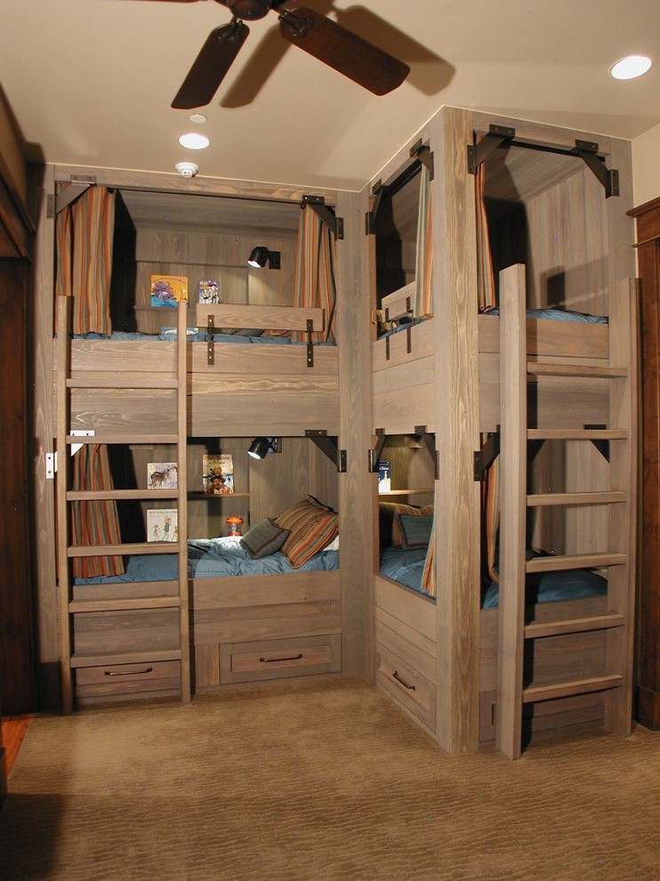 This is an example of a rustic kids' bedroom in Denver.