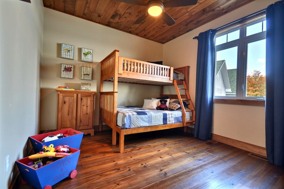 Design ideas for a rustic kids' bedroom in Montreal.