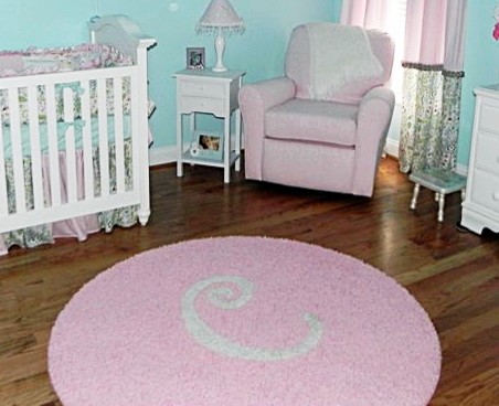 Custom Initial Monogram Rugs, Baby Girl Rugs Nursery