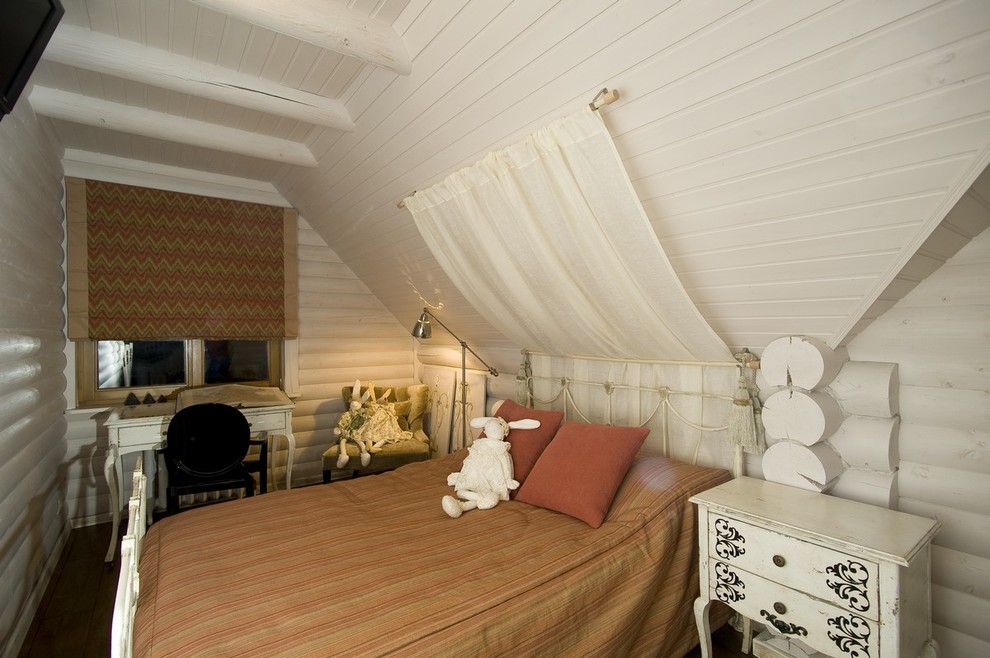 Foto de dormitorio infantil de 4 a 10 años campestre con paredes blancas