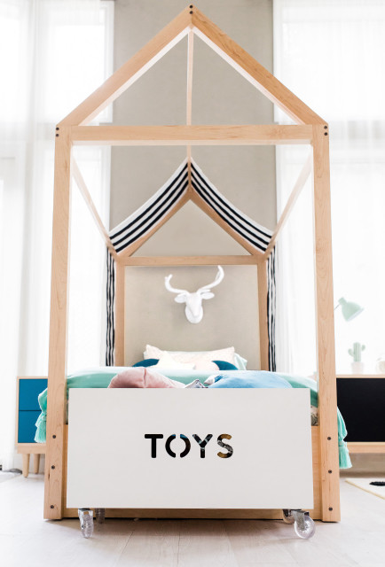 Domo Zen Twin Bed with Drawers . (maple) +Toybox - Modern - Kids ...