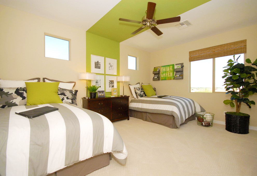 Inspiration for a large contemporary boy carpeted kids' room remodel in Phoenix with multicolored walls