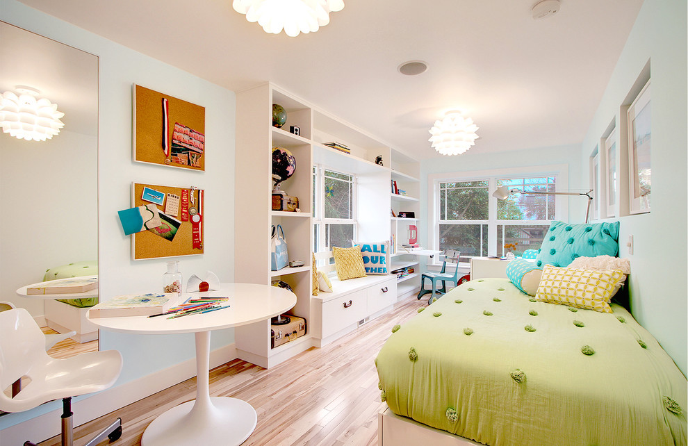 Contemporary kids' bedroom for girls in Seattle.