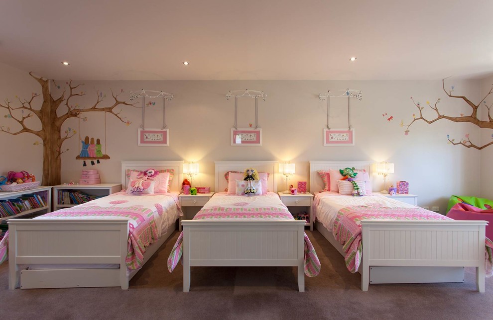 This is an example of a traditional kids' bedroom for girls in Melbourne.