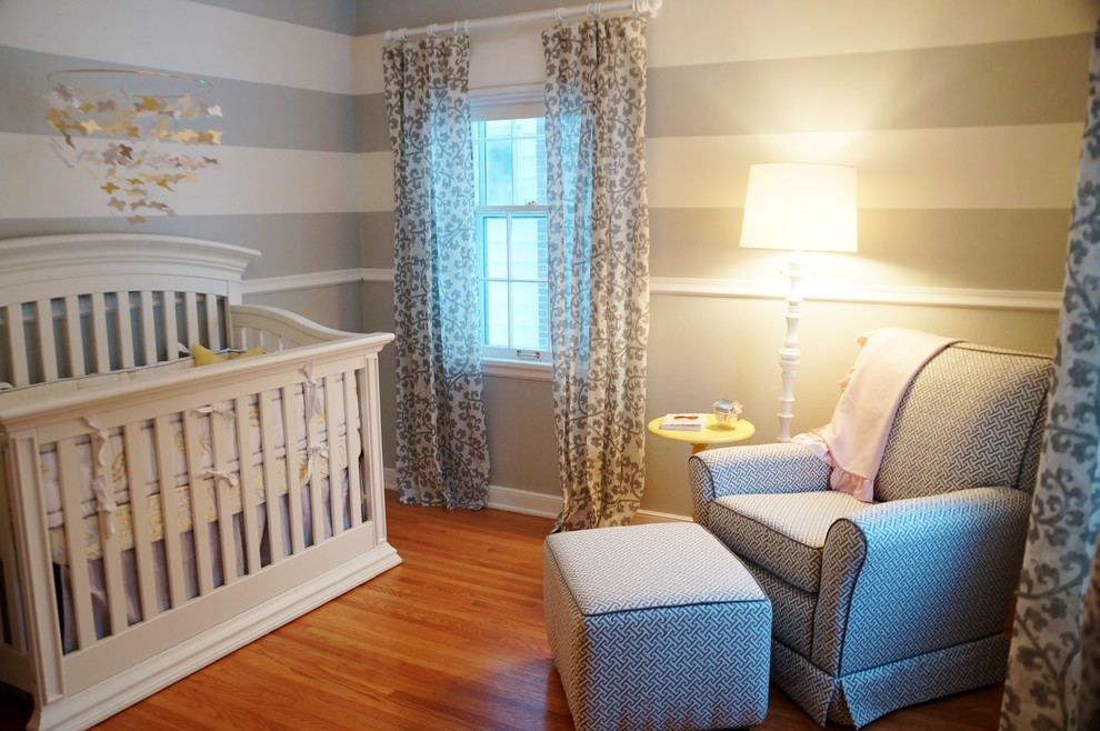 Gray and Yellow Baby Girl Nursery Traditional Kids Minneapolis