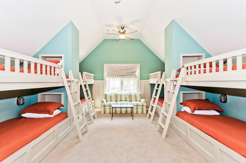 Inspiration for a timeless kids' room remodel in Atlanta with blue walls