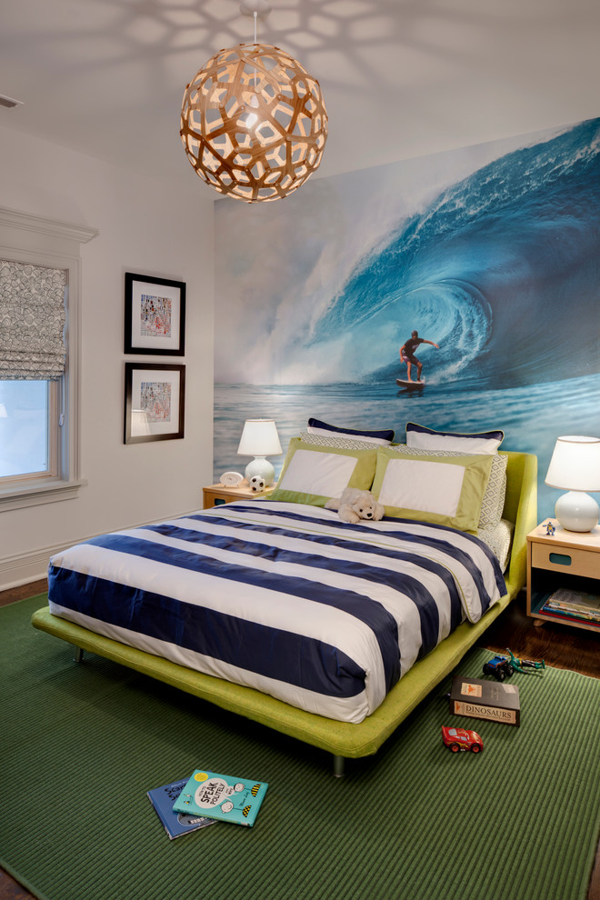 Kids' room - transitional kids' room idea in Chicago with multicolored walls