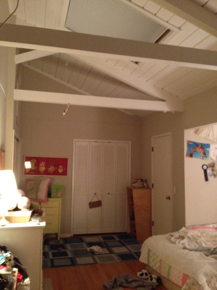 How To Divide Large Bedroom with Barn Doors but different height ceilings Traditional Kids
