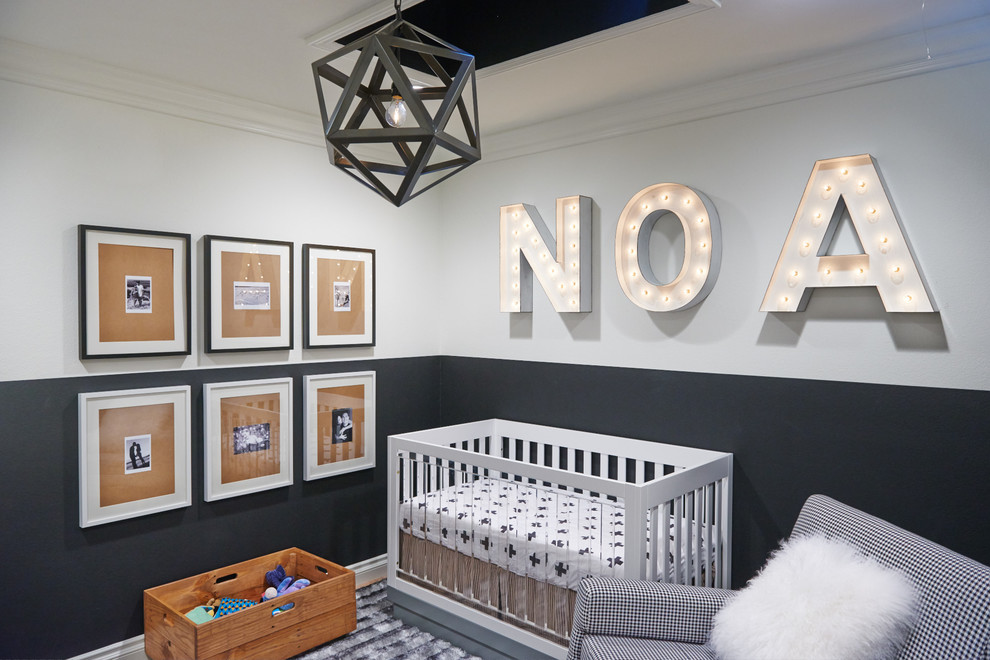 Idée de décoration pour une petite chambre de bébé design.