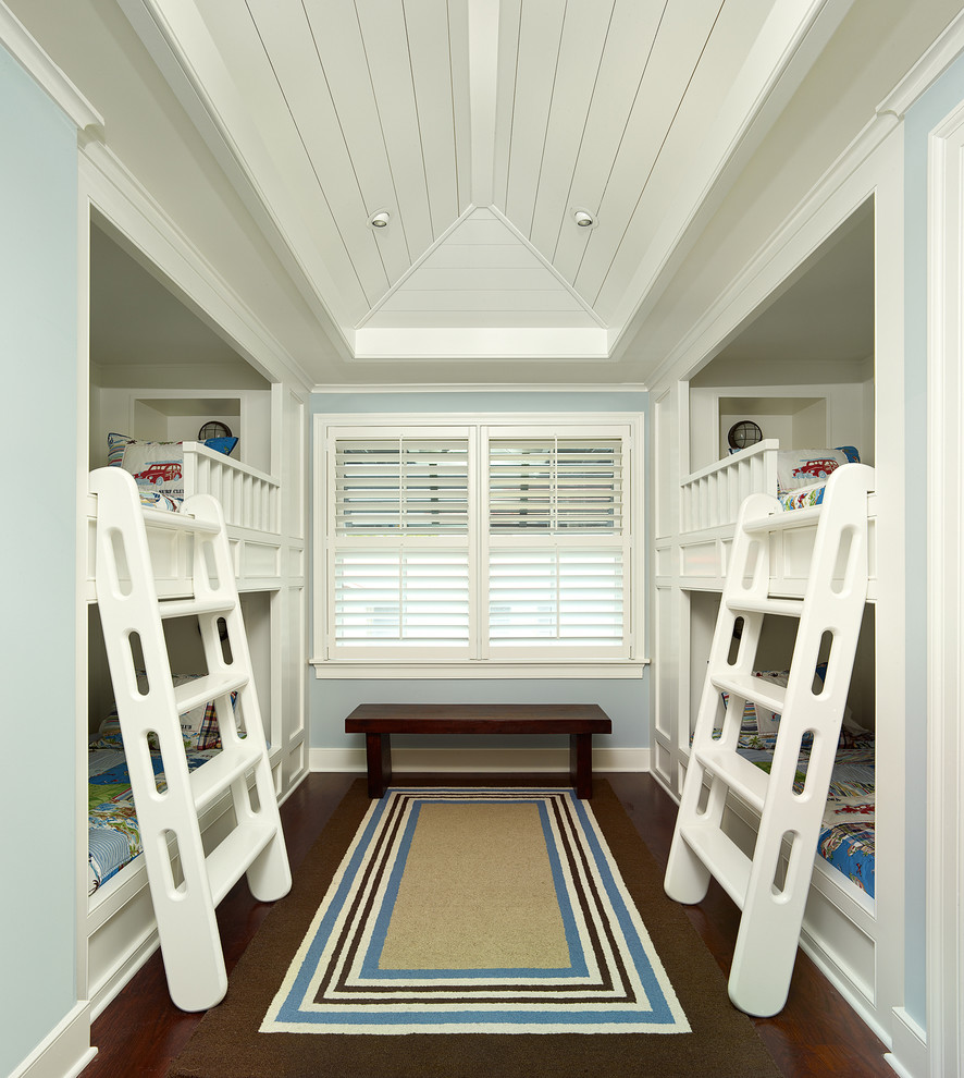 Inspiration for a tropical kids' room remodel in Charleston with blue walls