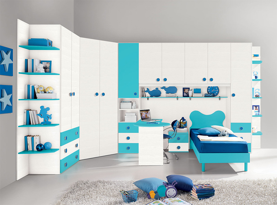 Exempel på ett modernt könsneutralt tonårsrum kombinerat med sovrum