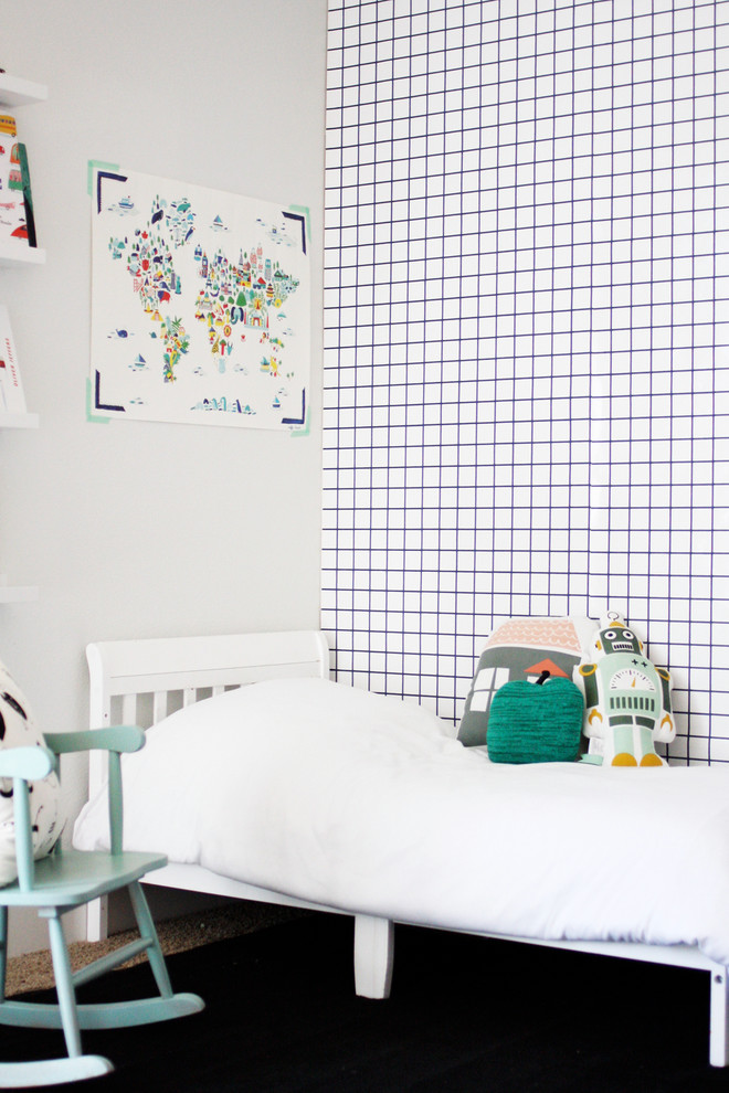 Inspiration for a contemporary gender-neutral kids' room remodel in Boise with white walls