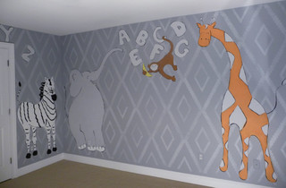 mural jungle stencil nursery animal custom