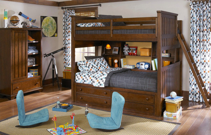 Foto på ett vintage pojkrum kombinerat med sovrum