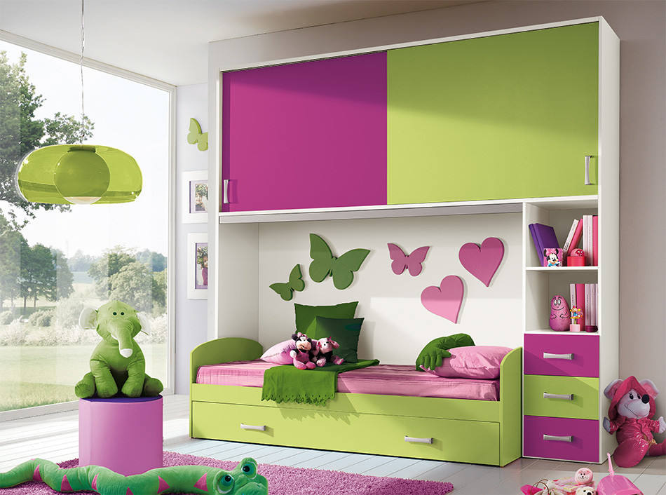 Пример оригинального дизайна: нейтральная детская в современном стиле с спальным местом для ребенка от 4 до 10 лет