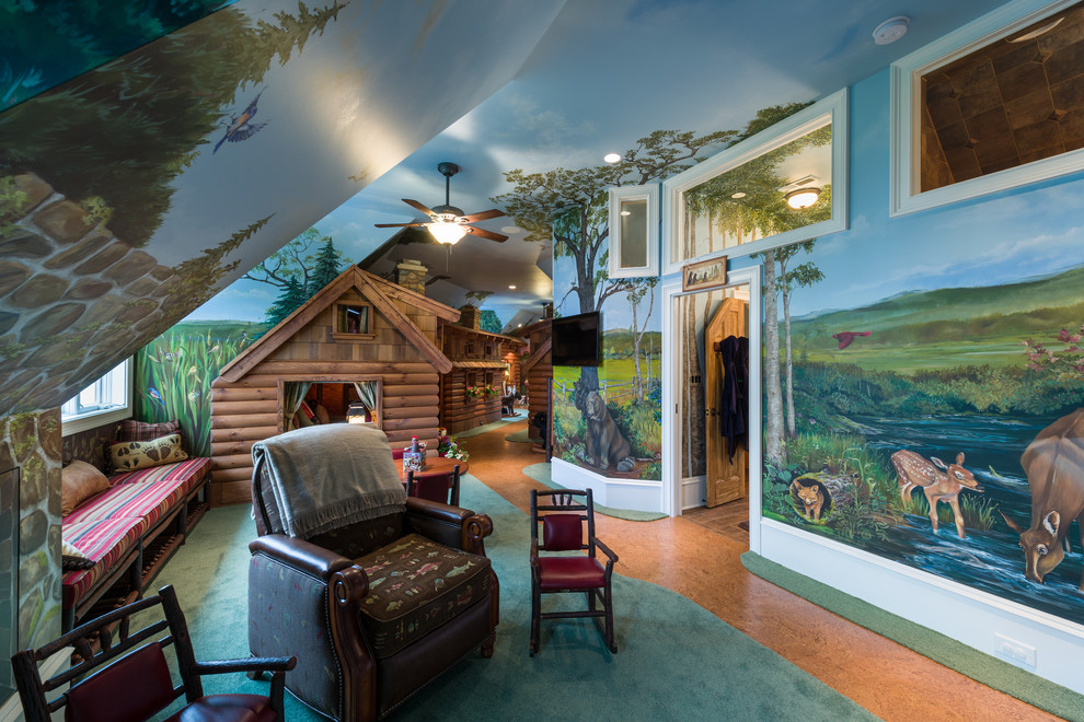Example of a mountain style playroom design in Charlotte
