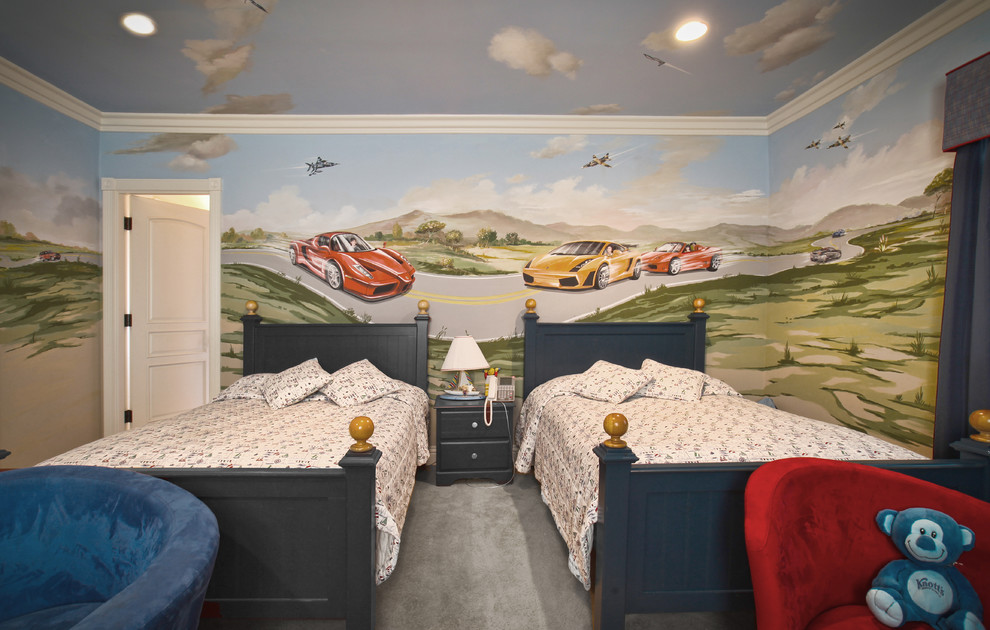 Kids' room - mid-sized traditional boy carpeted kids' room idea in Los Angeles