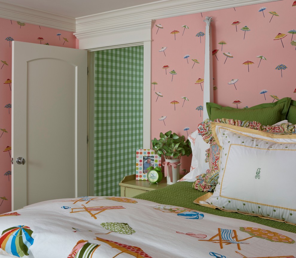 Photo of a medium sized traditional kids' bedroom for girls in Other with multi-coloured walls.