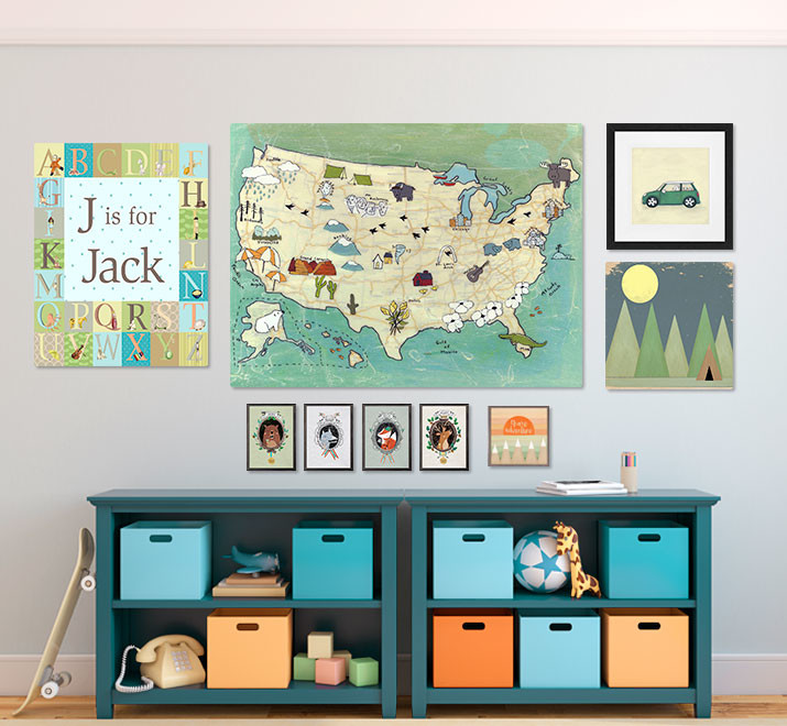 Inspiration for an eclectic boy light wood floor and brown floor childrens' room remodel in San Diego with gray walls