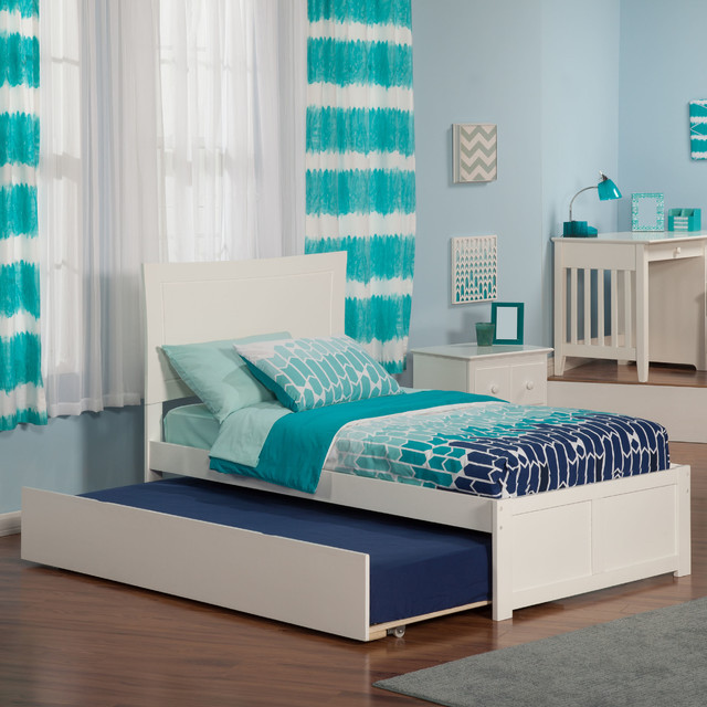 Metro Platform Bed Flat Footboard Urban Trundle Bed White