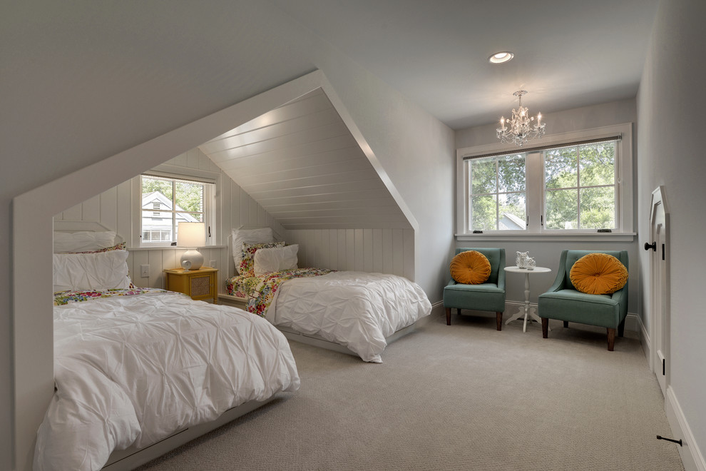 Modelo de dormitorio infantil tradicional con paredes grises