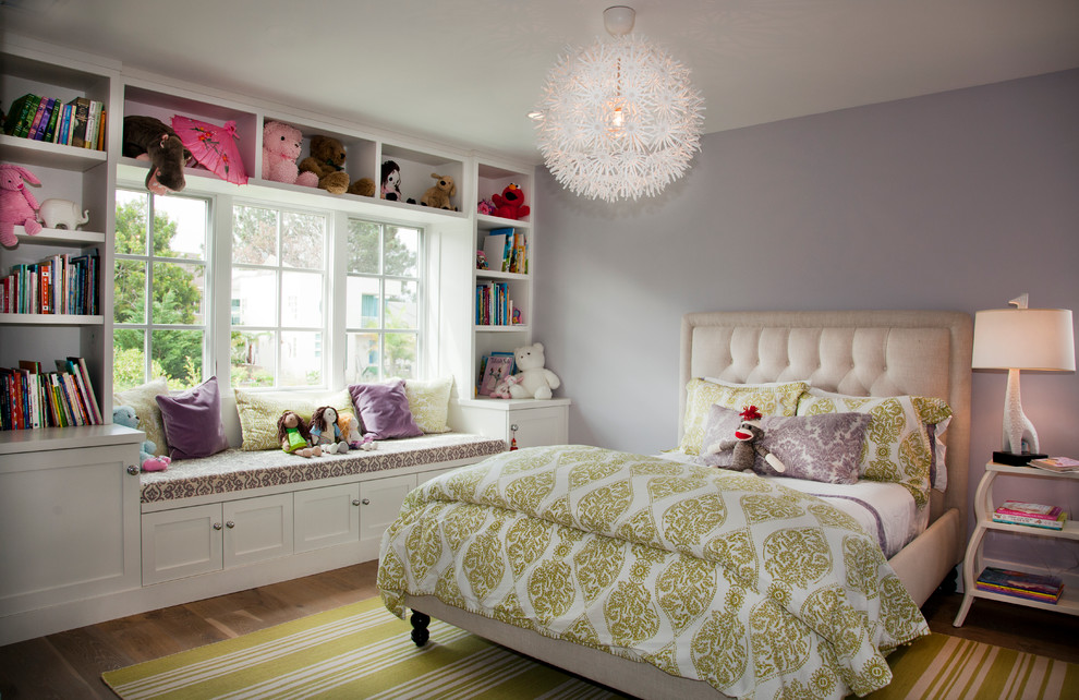 Idéer för vintage barnrum kombinerat med sovrum, med lila väggar