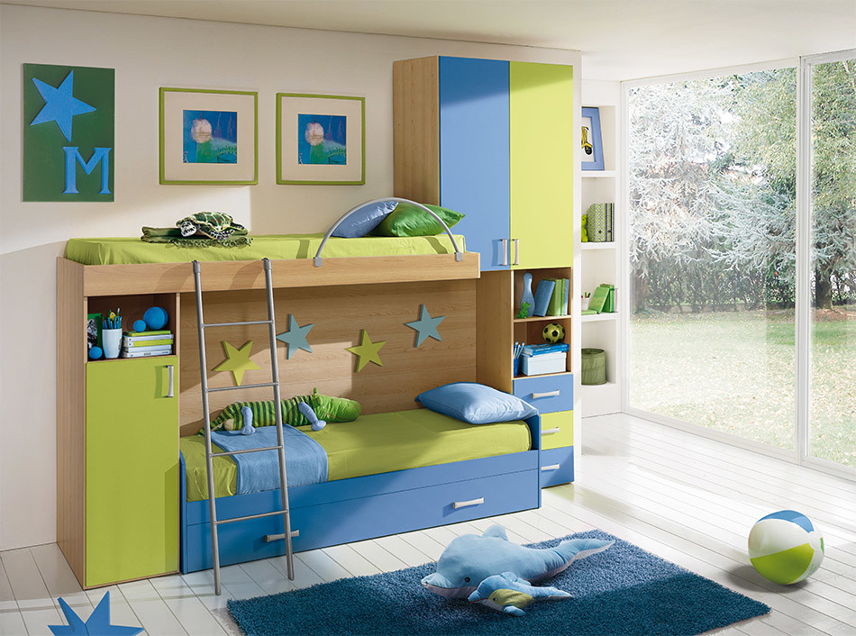 Imagen de dormitorio infantil de 4 a 10 años minimalista