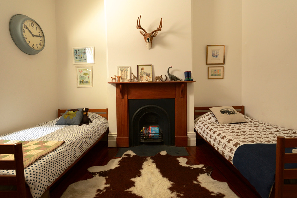 Photo of a contemporary kids' bedroom for boys in Adelaide with a chimney breast.