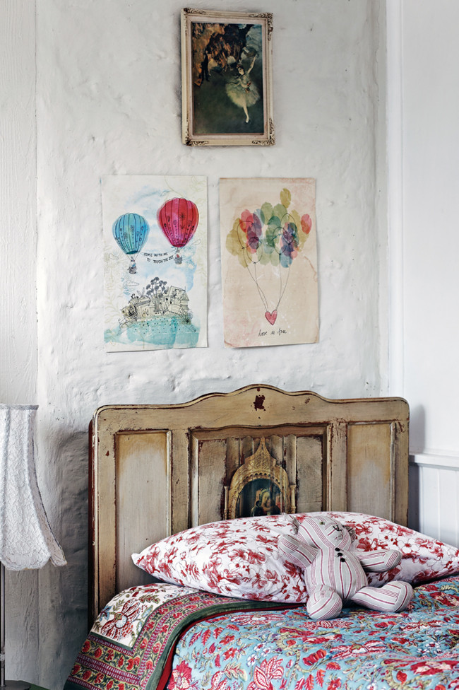 Inspiration for a medium sized romantic children’s room for girls in Melbourne with white walls.