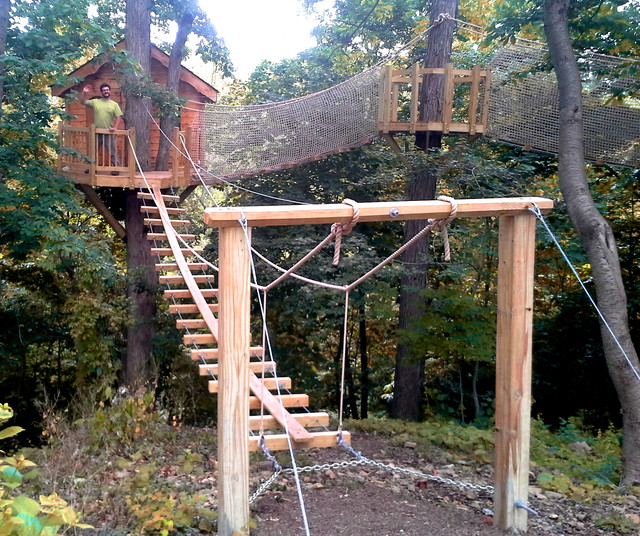 Newtown Square, PA Rope Bridge Treehouse - Traditional - Kids