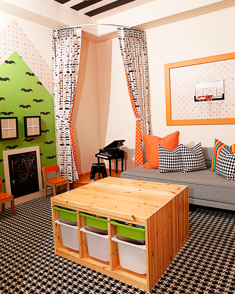 Inspiration for a contemporary gender-neutral carpeted playroom remodel in Phoenix