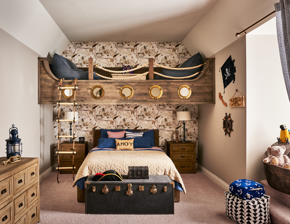 This is an example of a beach style kids' bedroom in Detroit.