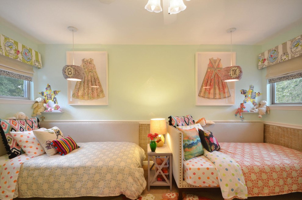 Trendy kids' room photo in Austin with green walls