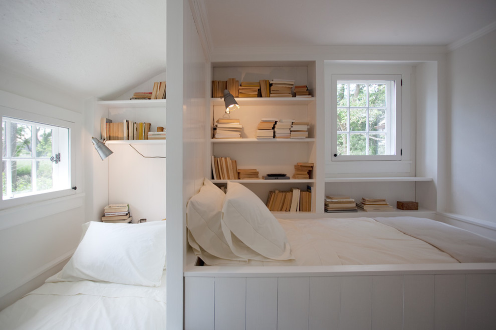 Farmhouse gender-neutral kids' room photo in Philadelphia with white walls